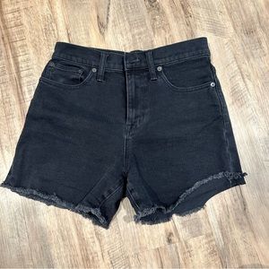 Madewell high waisted black denim shorts